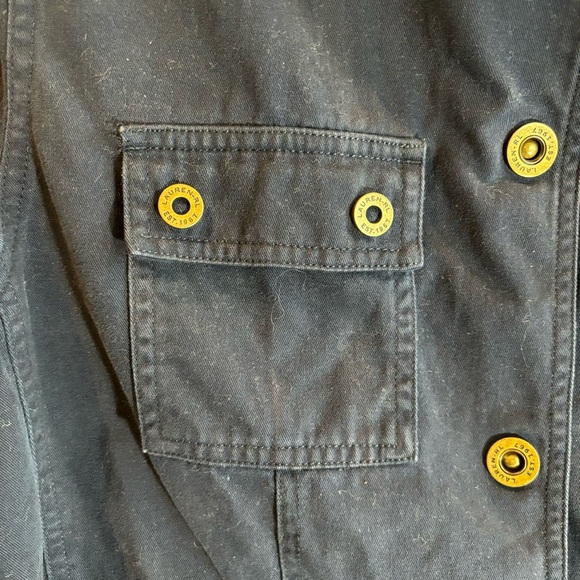 LAUREN NAVY SUPPLY Company Sz L Canvas Jacket 100% Cotton Snap Buttons Pockets - Picture 4 of 11